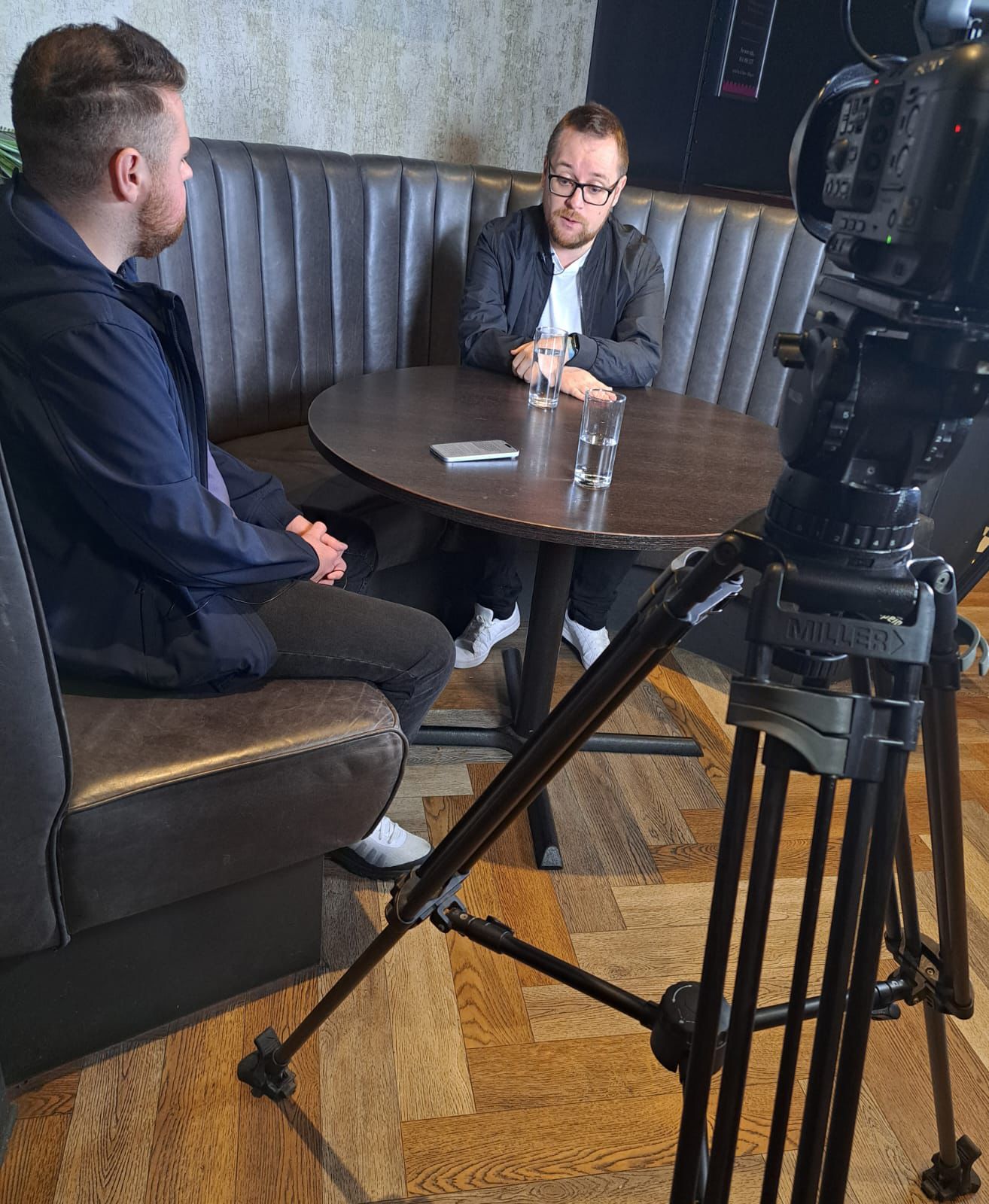 Joe Quinn being interviewed on camera